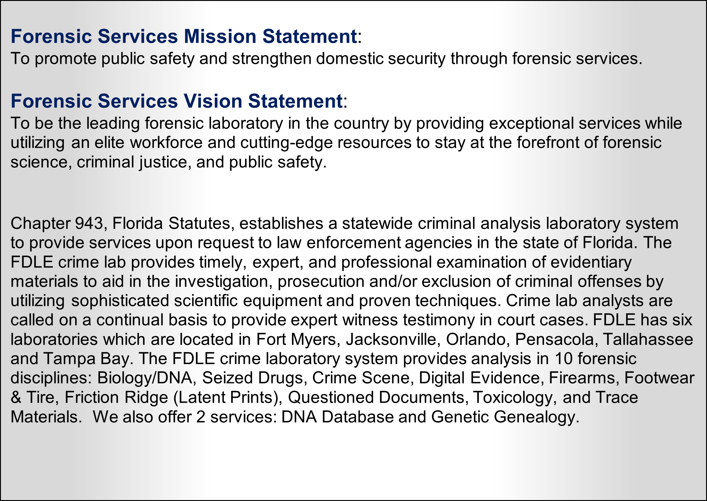 Forensic Mission Statement