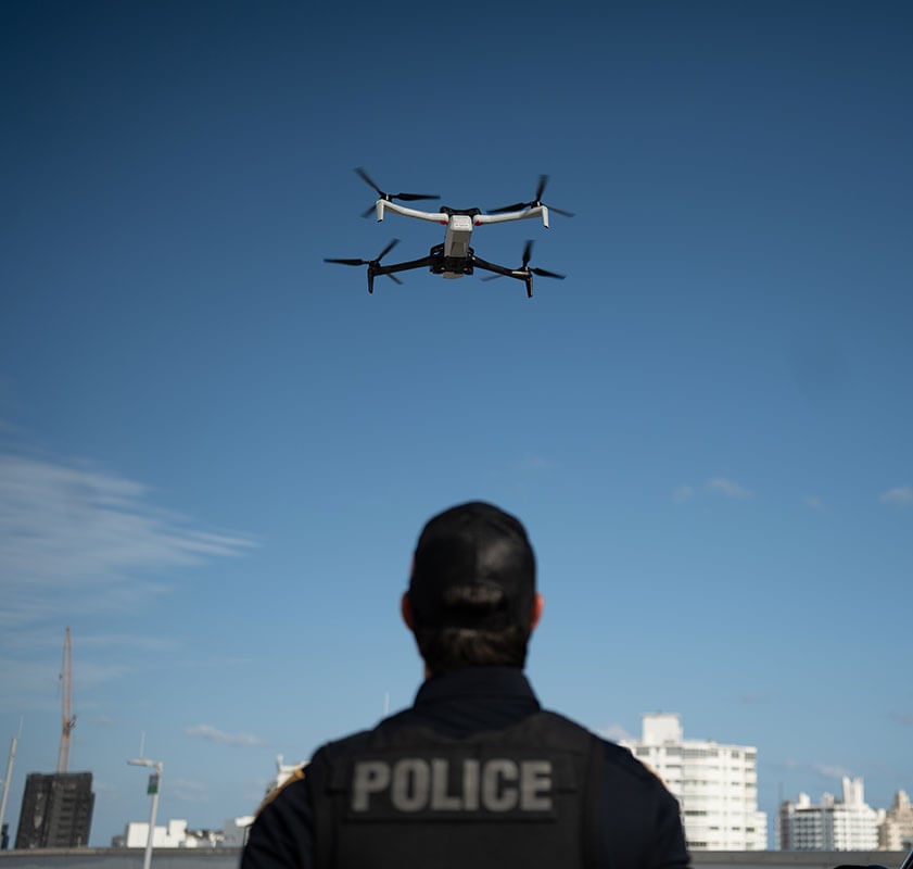 Capitol Police Officer from the Drone team flying a Drone.
