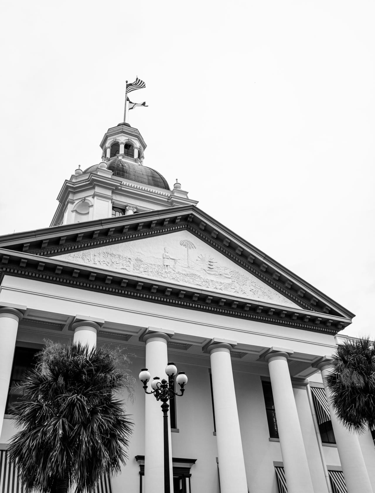 Black and white photo of Old Capitol